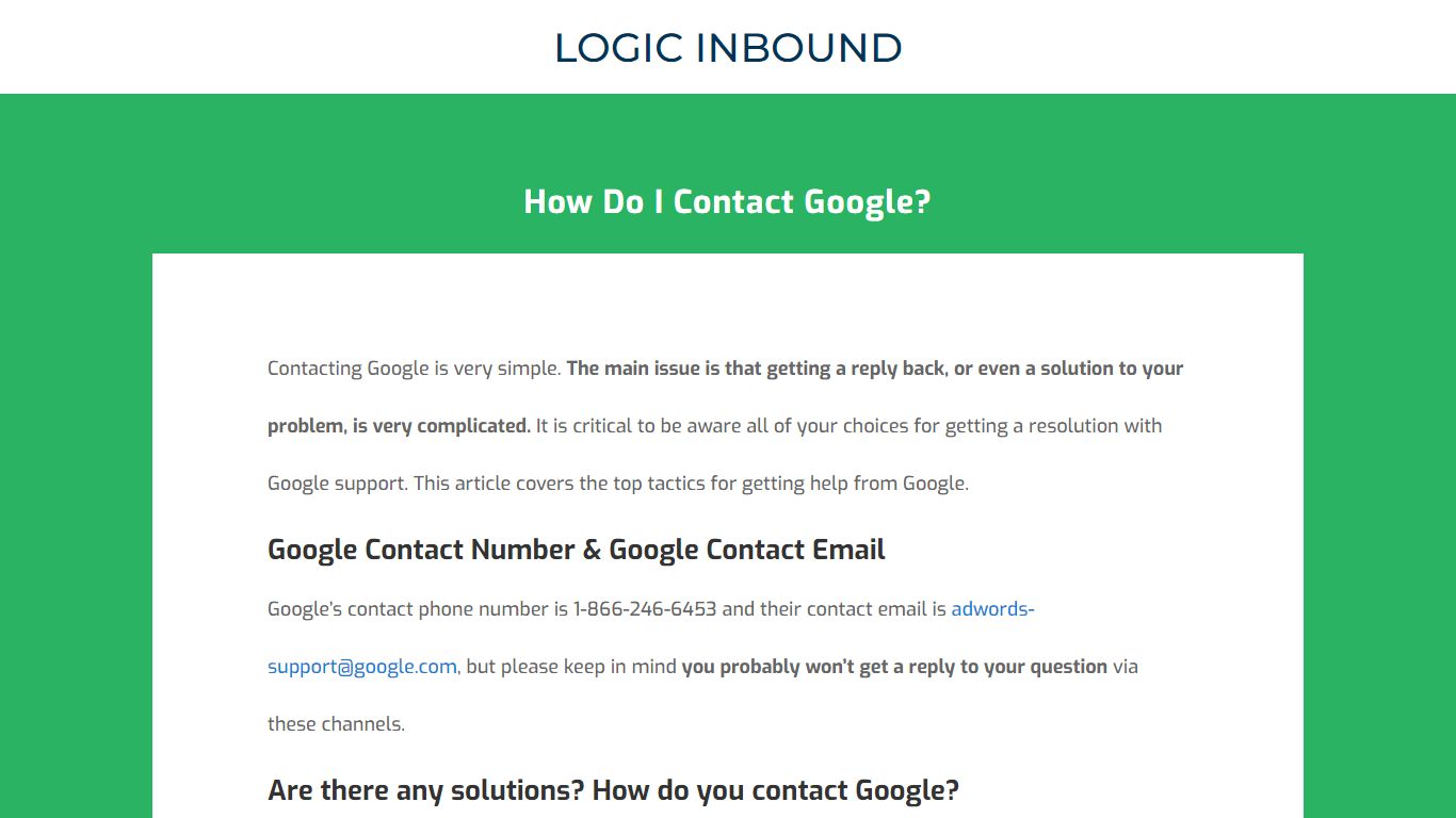 How Do I Contact Google? - Logic Inbound